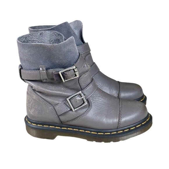Dr Martens Kristy Gray Slouch Size US 5 Leather/Suede Boots - Picture 1 of 16